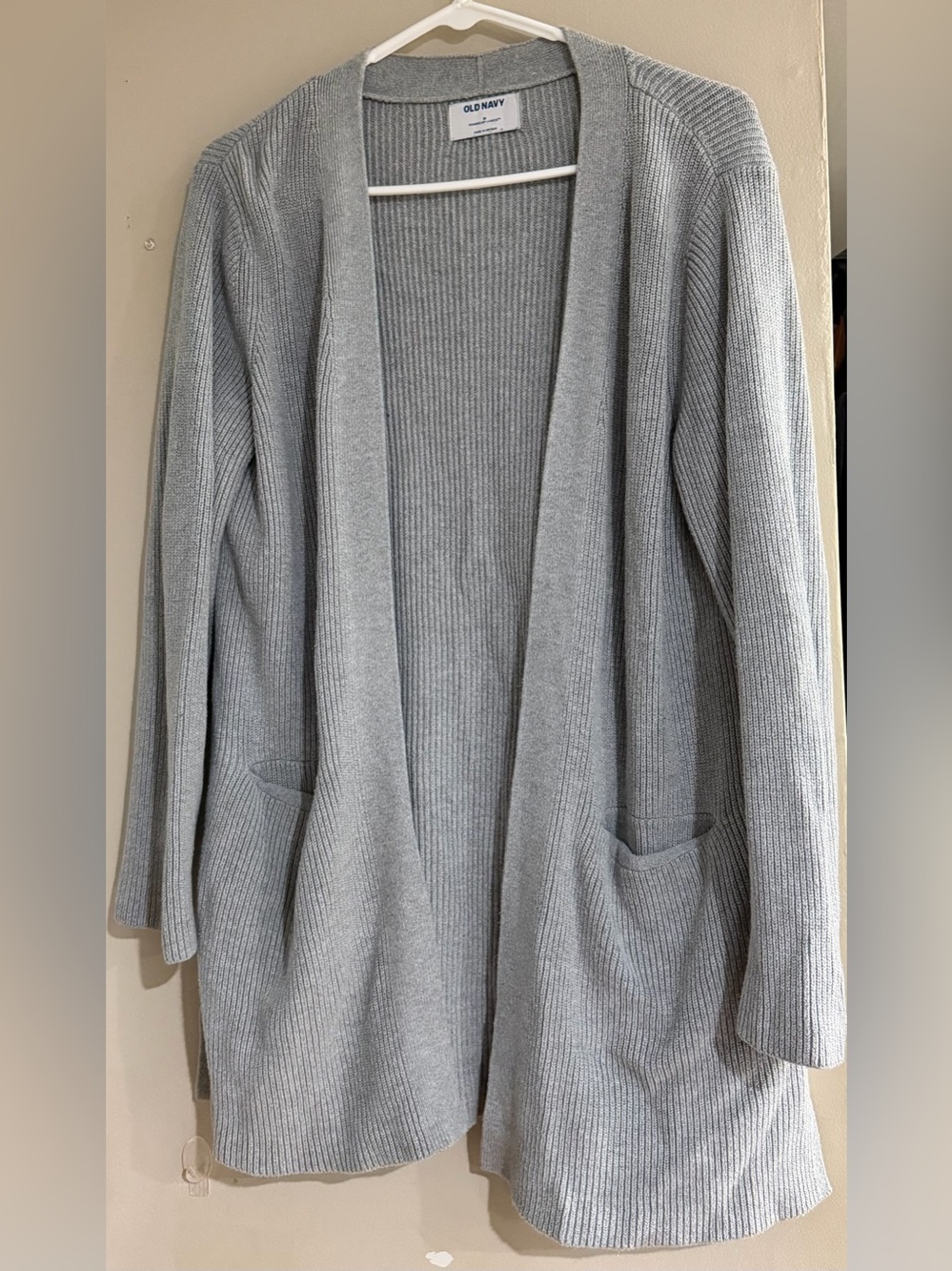 Old Navy Light Gray Ribbed Open-Front Cardigan